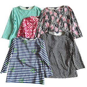Melly M Womens Sz M Long Sleeve Tops - Set Of 5 - Various Patterns & Colors